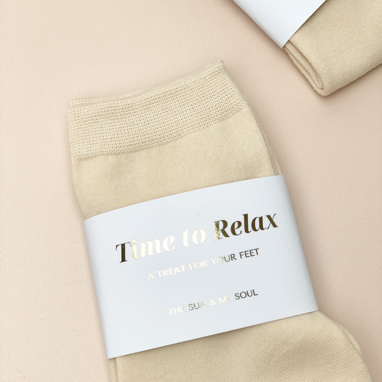 Time to Relax Cosy Cotton Socks - Beige