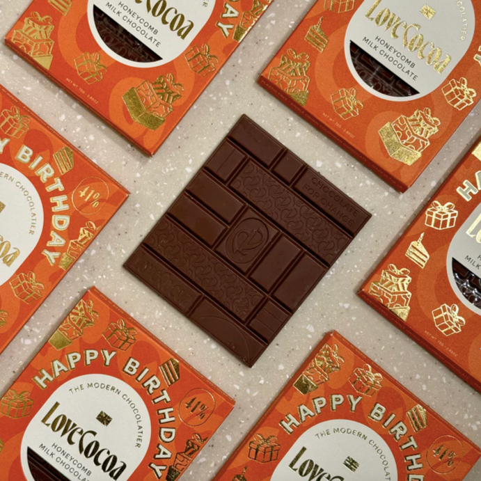 Happy Birthday Honeycomb Milk Chocolate Bar