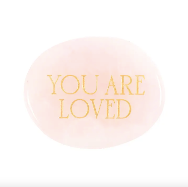 You Are Loved Rose Quartz Crystal Palm Stone