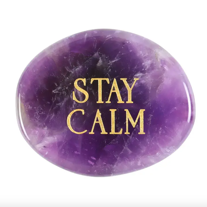 Stay Calm Amethyst Crystal Palm Stone