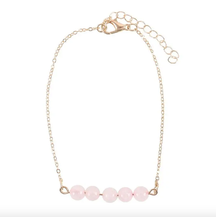 Rose Quartz Crystal Beaded Chain Bracelet