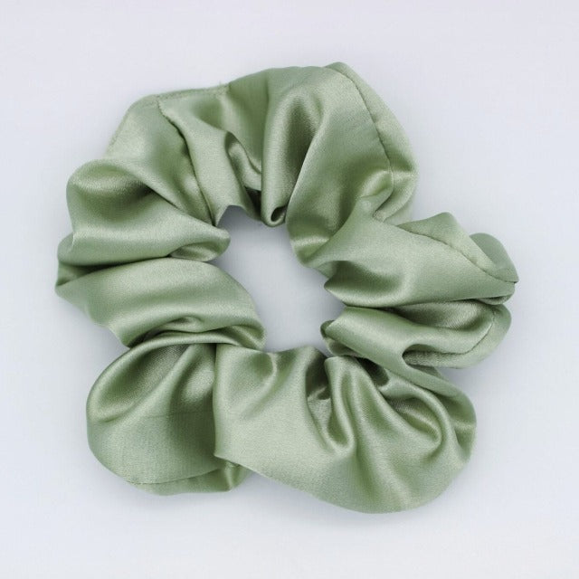 Satin Scrunchie Hair Tie - Sage Green Colour