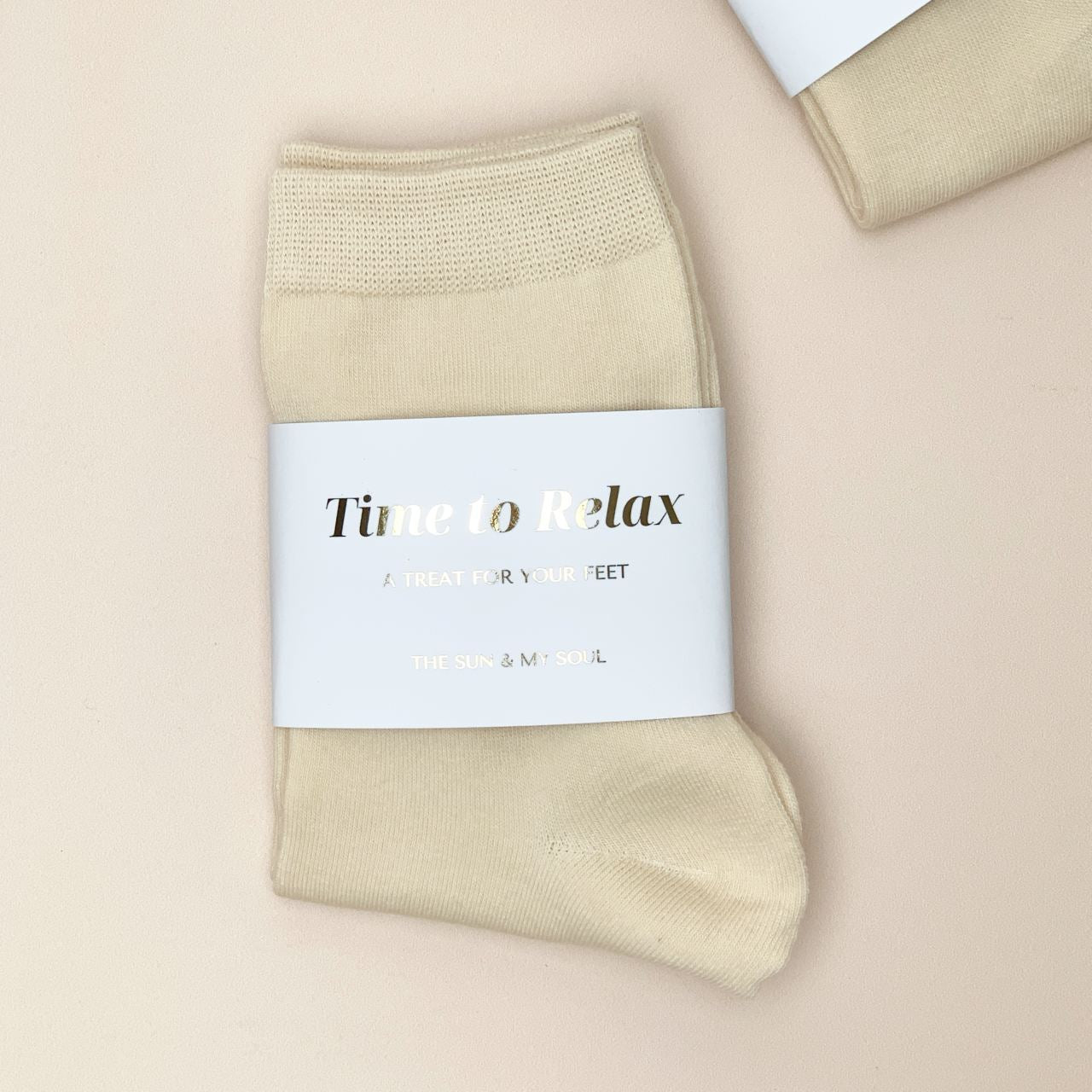 Time to Relax Cosy Cotton Socks - Beige