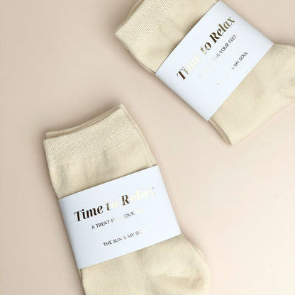 Time to Relax Cosy Cotton Socks - Beige