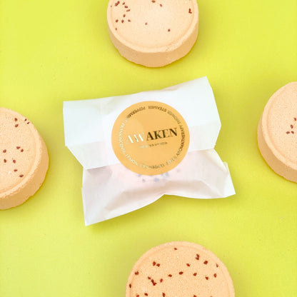 Awaken Aromatherapy Shower Steamer Sample - Peppermint, Frankincense, Lemon and Cranberry Seeds