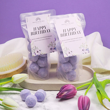 Happy Birthday - Black Cherry Mini Bath Bombs (Pack of 15)