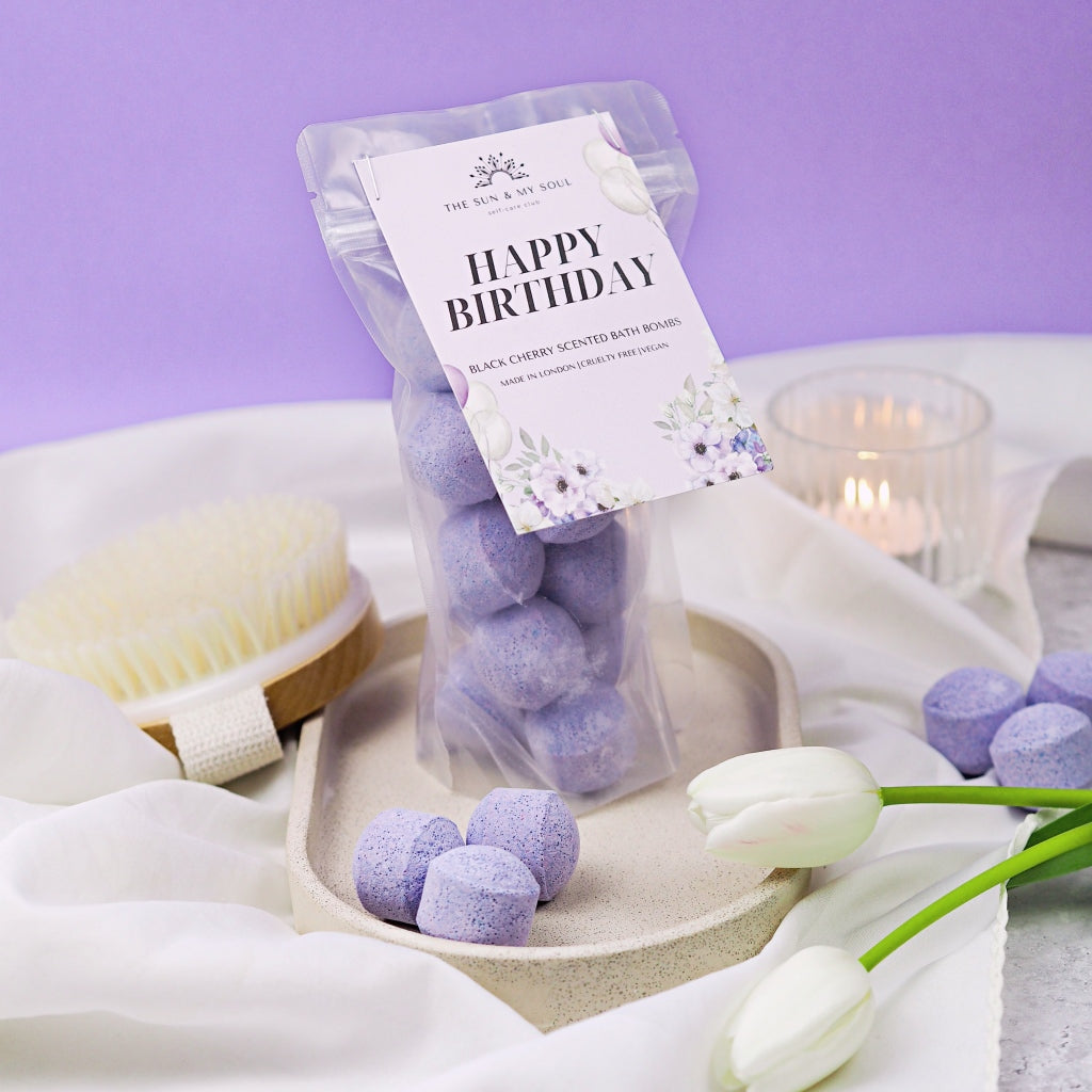 Happy Birthday - Black Cherry Mini Bath Bombs (Pack of 15)