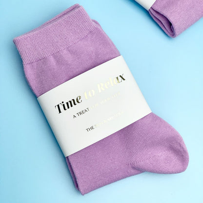 Time to Relax Cosy Cotton Socks - Purple