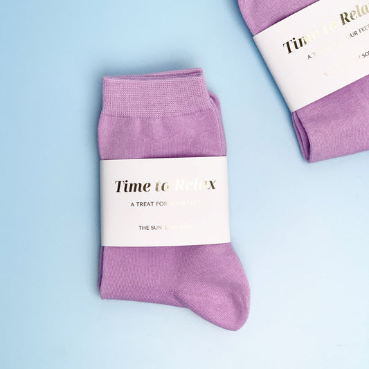 Time to Relax Cosy Cotton Socks - Purple
