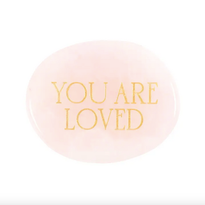 You Are Loved Rose Quartz Crystal Palm Stone