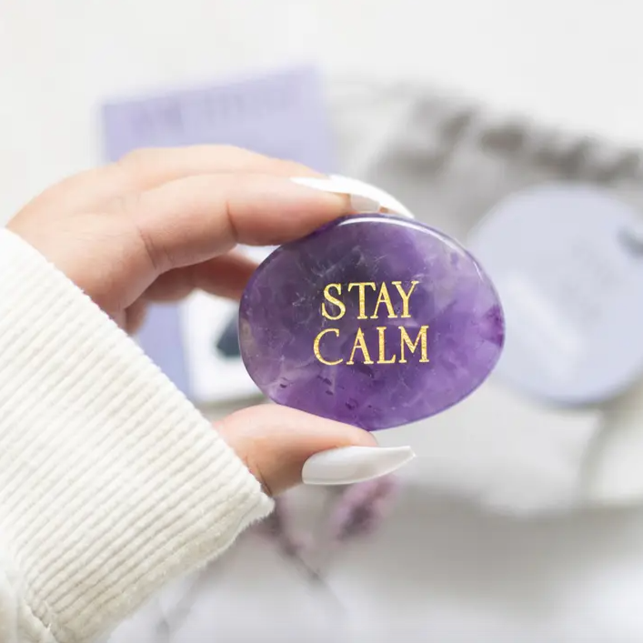 Stay Calm Amethyst Crystal Palm Stone