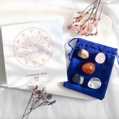 Zodiac Crystal Tumblestone Set - Birthday Gift by Star Sign