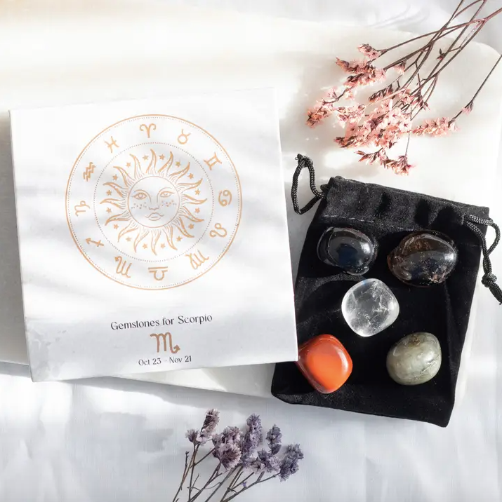 Zodiac Crystal Tumblestone Set - Birthday Gift by Star Sign