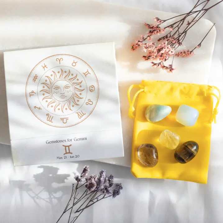 Zodiac Crystal Tumblestone Set - Birthday Gift by Star Sign