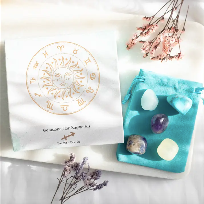 Zodiac Crystal Tumblestone Set - Birthday Gift by Star Sign