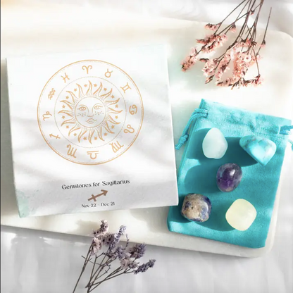 Zodiac Crystal Tumblestone Set - Birthday Gift by Star Sign