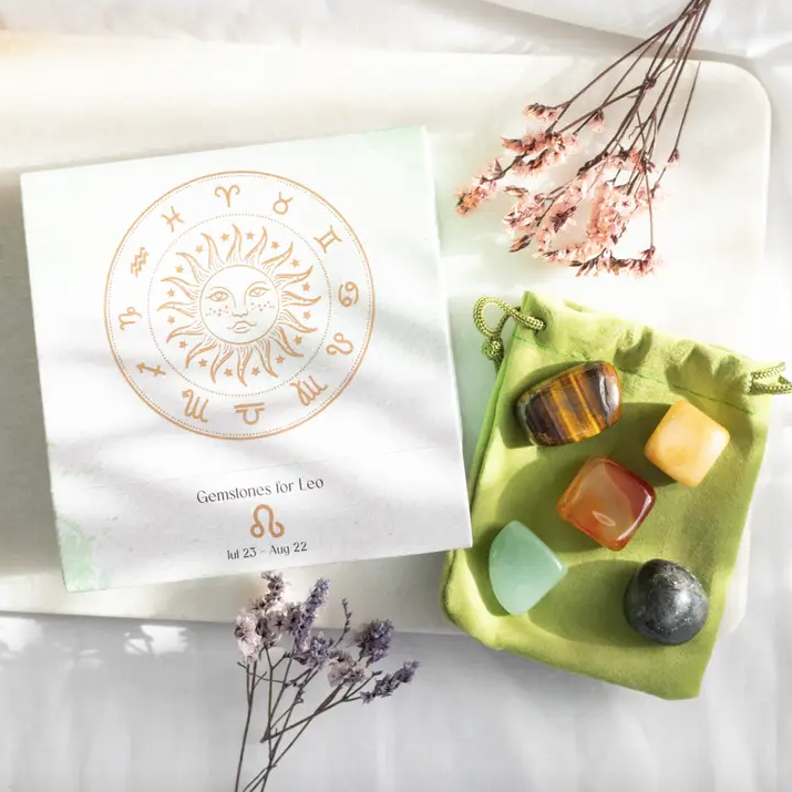 Zodiac Crystal Tumblestone Set - Birthday Gift by Star Sign