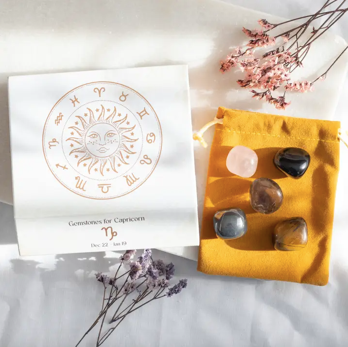 Zodiac Crystal Tumblestone Set - Birthday Gift by Star Sign