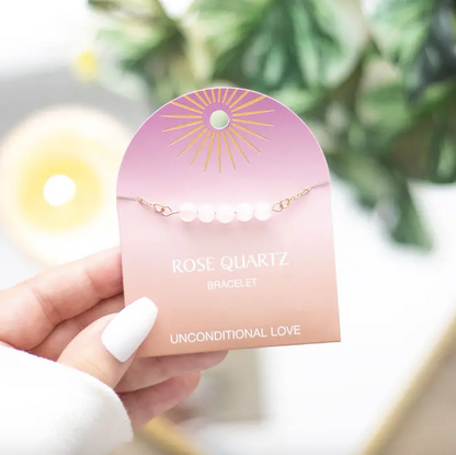 Rose Quartz Crystal Beaded Chain Bracelet