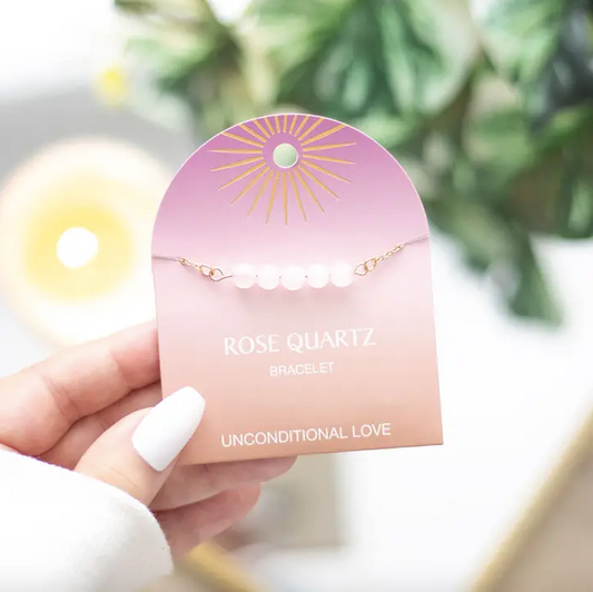 Rose Quartz Crystal Beaded Chain Bracelet