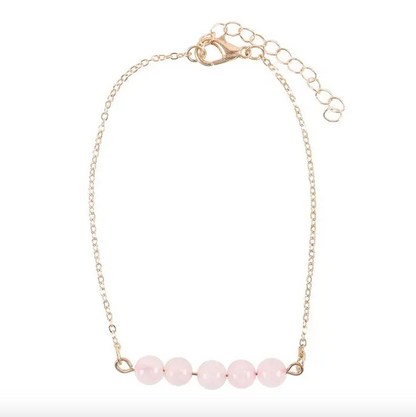 Rose Quartz Crystal Beaded Chain Bracelet