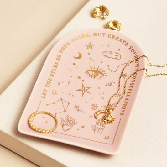 Pink Celestial Arch Trinket Dish – Gold Star Quote Jewellery Holder
