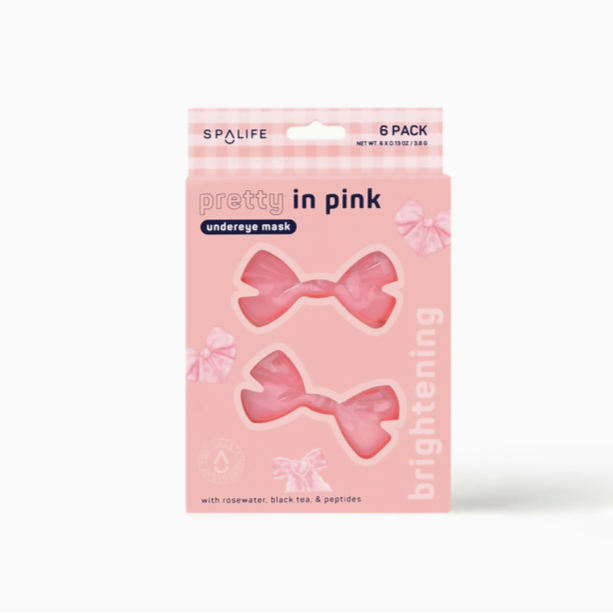 Pink Ribbon Bow Shaped Brightening Under Eye Mask – Rosewater, Caffeine & Peptides (8 Pairs)