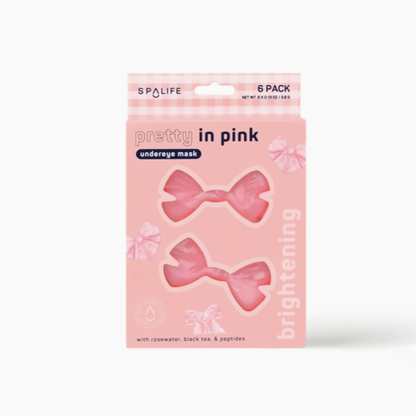Pink Ribbon Bow Shaped Brightening Under Eye Mask – Rosewater, Caffeine & Peptides (8 Pairs)