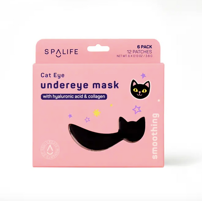 Black Cat Shaped Smoothing Under Eye Mask – Hyaluronic Acid, Ceramides & Plant Collagen (6 Pairs)