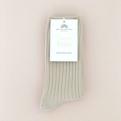 Time to Relax Cosy Cotton Socks - Beige