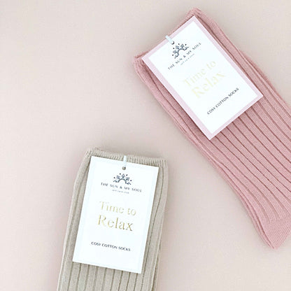 Time to Relax Cosy Cotton Socks - Beige