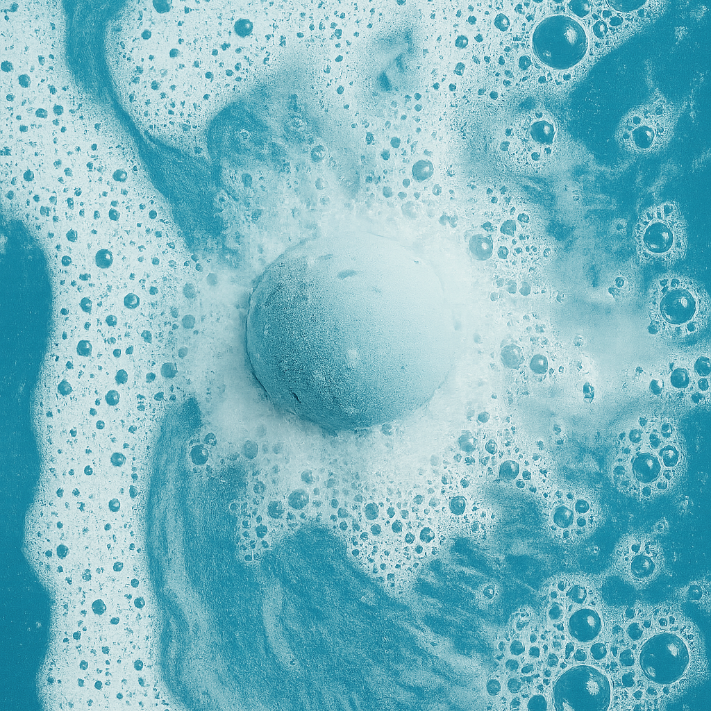 Close-up of blue bubbles and water texture