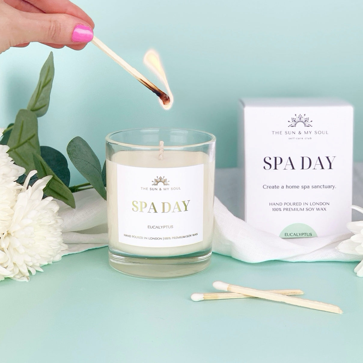 Spa Day - Eucalyptus Scented Premium Soy Wax Candle