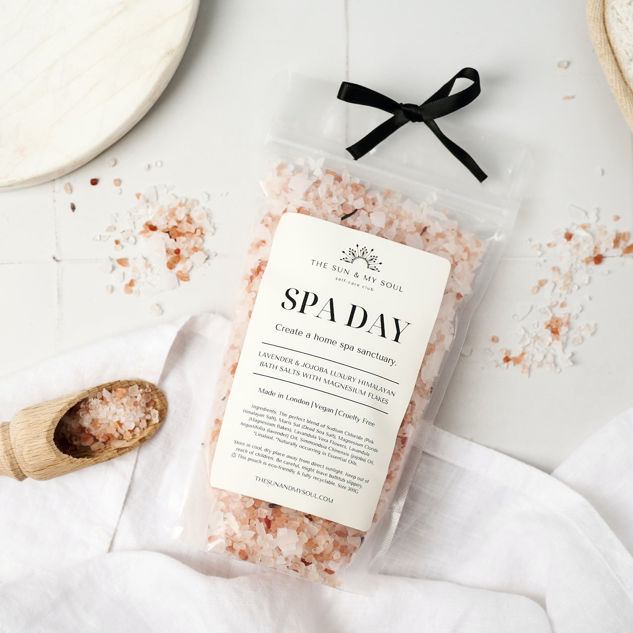 Spa Day Lavender & Jojoba Luxury Himalayan Bath Salts with Magnesium Flakes in Pouch