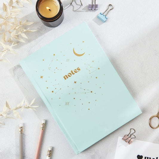 Constellation Stars and Moon Lined Notebook - Mint Green